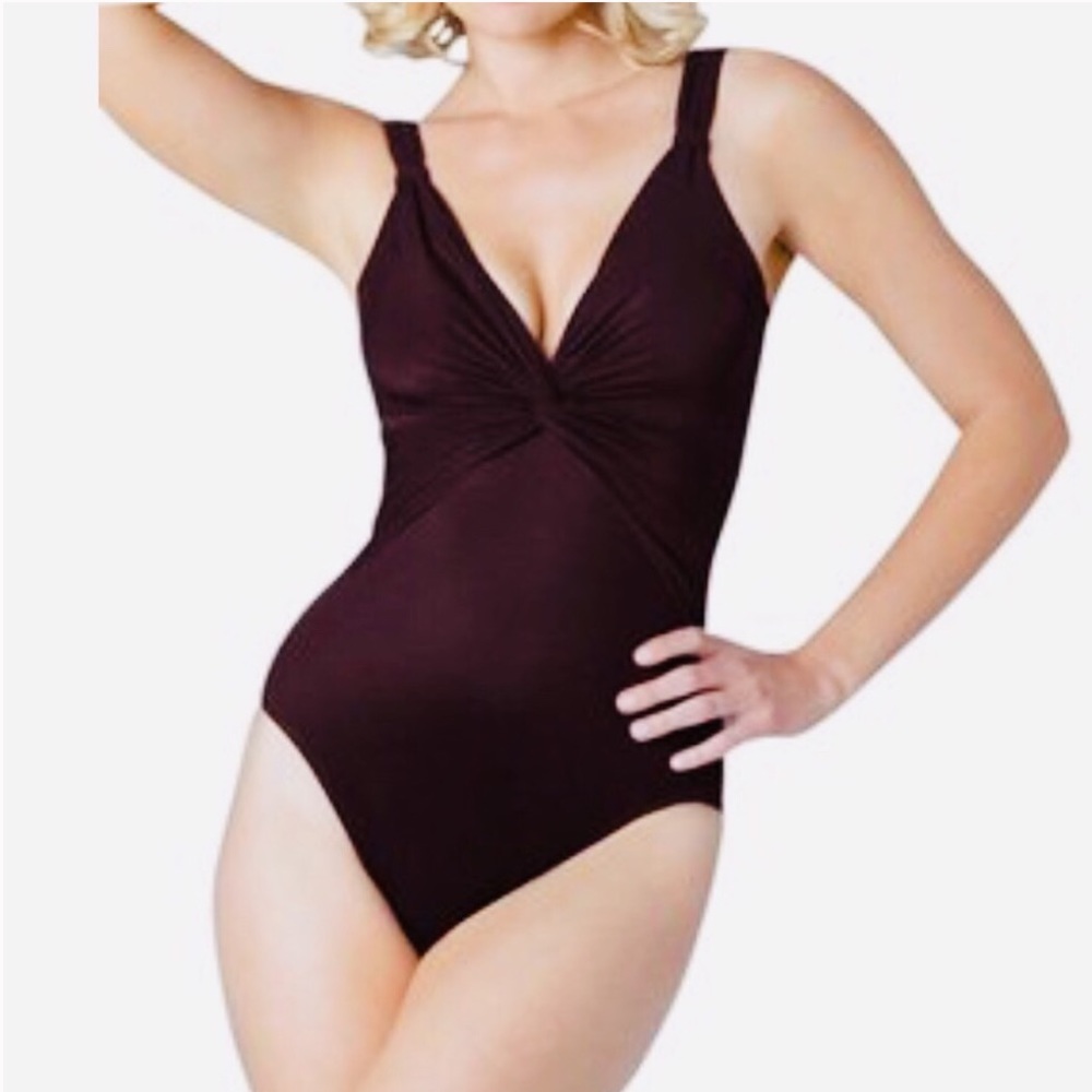 Miracle Suit one piece brown twist knot